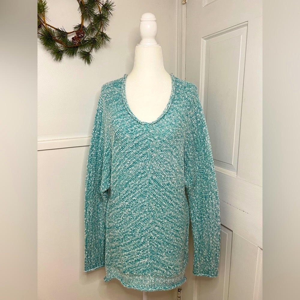 Free People Bright Lights V-neck Sweater in Adriatic Sea